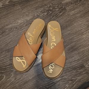 SAM Eldelman Korina natural sand crossover strap espadrille platform san…